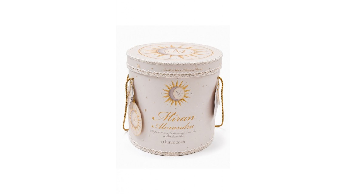 Trusou de Botez Soare și Lună Monogramă Personalizată pentru Băieți 6